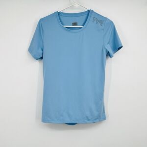 TYR Light Blue Mens S SunDefense SS Outdoor Swim Shirt Beach Cruise SPF 50+